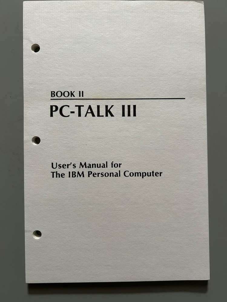 PC-Talk III Vintage PC DOS Communication Software - Disk and Manual