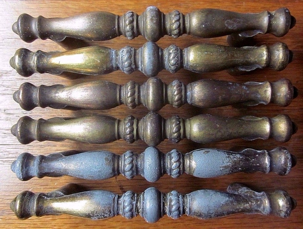 Amerock 176 Carriage 1971 Dark Hammered Brass Pull Handle & Backplate 3" Centers