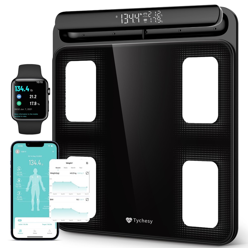 8-Sensor Smart Body Pod Scale, Measures Fat, Muscle, BMI Syncs with App 24 Users