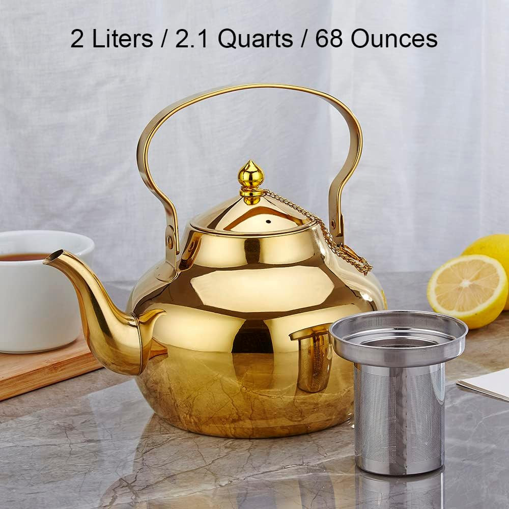 2000Ml Gooseneck Teapot with Removable Infuser, 2.1Qt Hot Water Kettle Boiling W