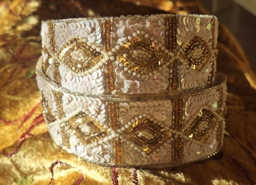 Vintage Satin And Sequin Belt