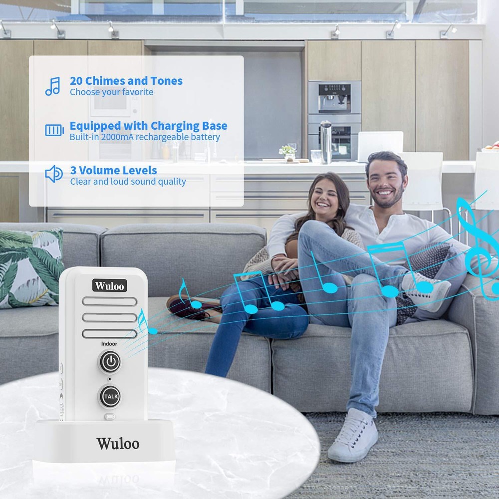 1/2 Mile Long Range Wireless Doorbell Intercom System with Rechargeable Battery