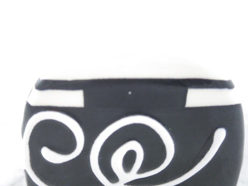 Ann Mallory Americaware Black White Swirl Modern Butter Dish Cover Handpainted