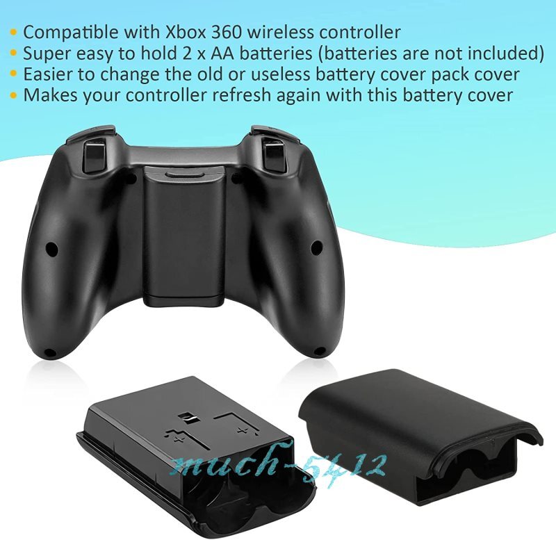 For Xbox 360 Wireless Controller AA Battery Pack Back Cover Shell Holder Case