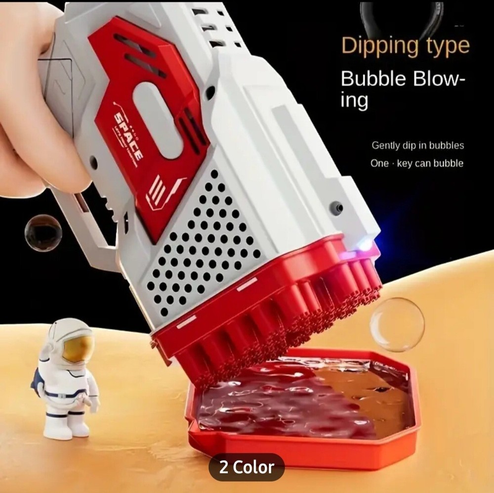 40-hole Handheld Battery Powered Bubble Gun Small Handle Kids LIGHT UP BLUE