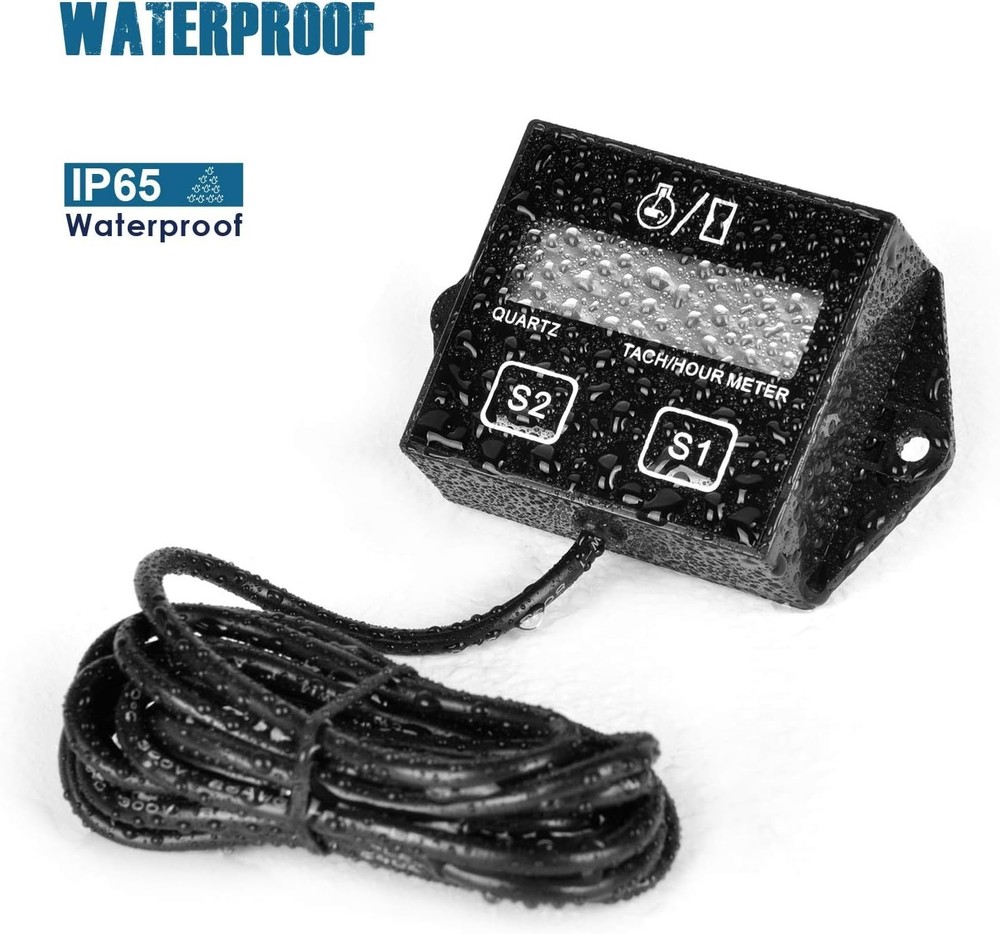 Digital Hour Meter Tachometer Maintenance Reminder Battery Replaceable For La...