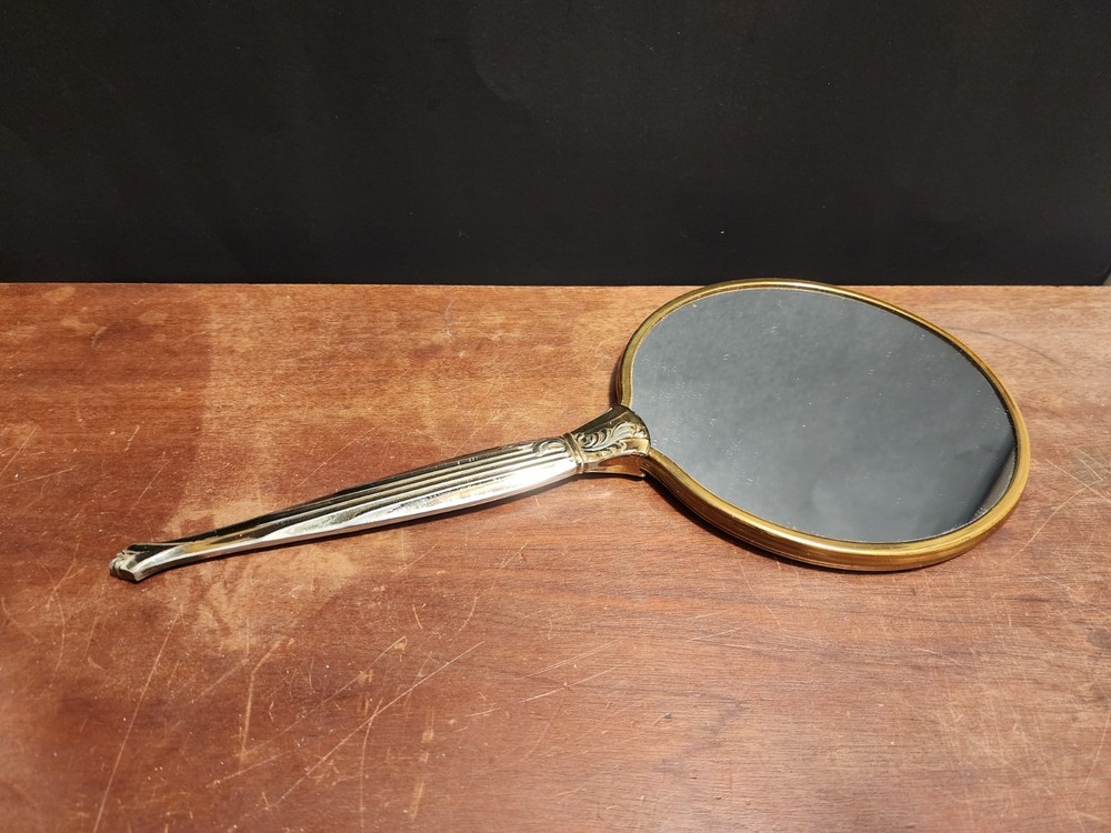 1940s - 1950s Vintage Handheld Vanity Mirror, Double Sided Mirror
