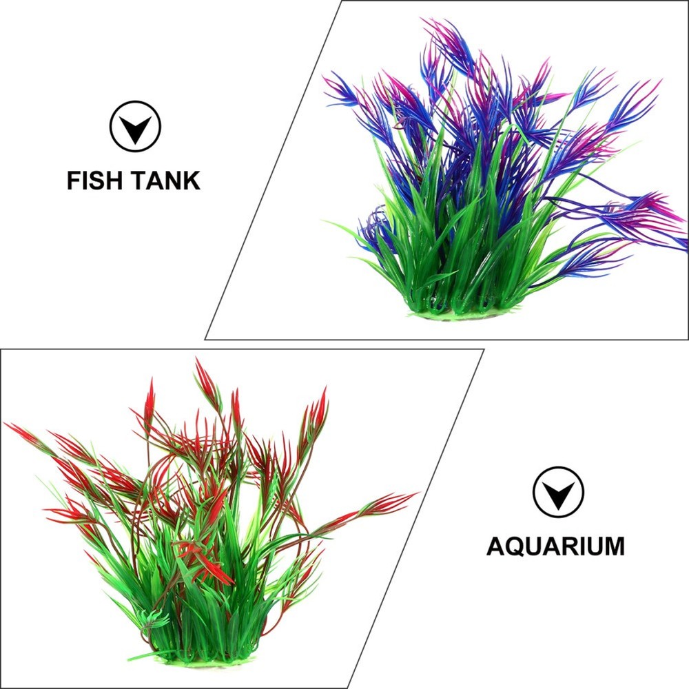 2 Pcs Artificial Grass for Fish Tank Aquarium Decorations Plants