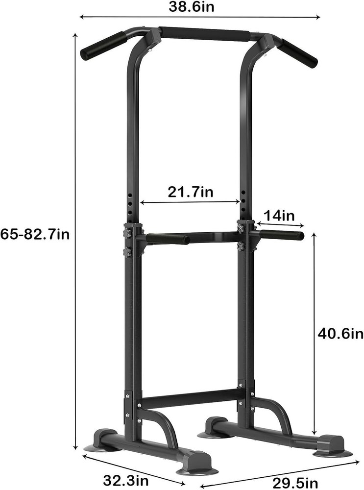 SogesPower Power Tower Dip Station Pull Up Bar Adjustable Height,Black