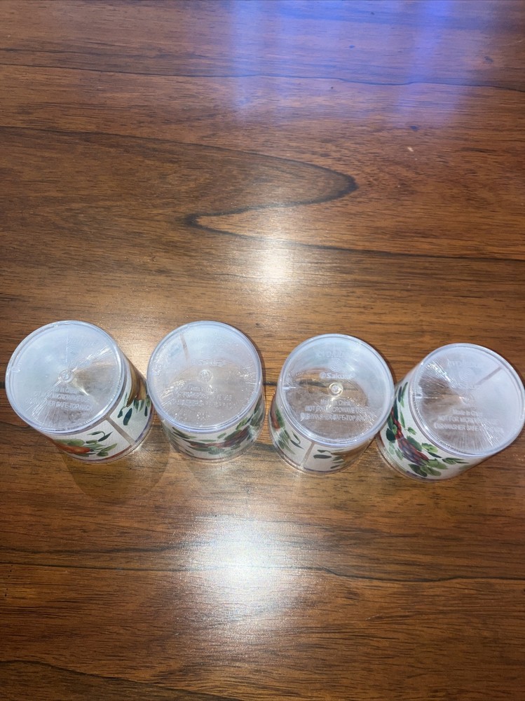 Evolution Sakura Excell - Fruit and Leaf 12oz Plastic Cups Vintage Rare Qty 8