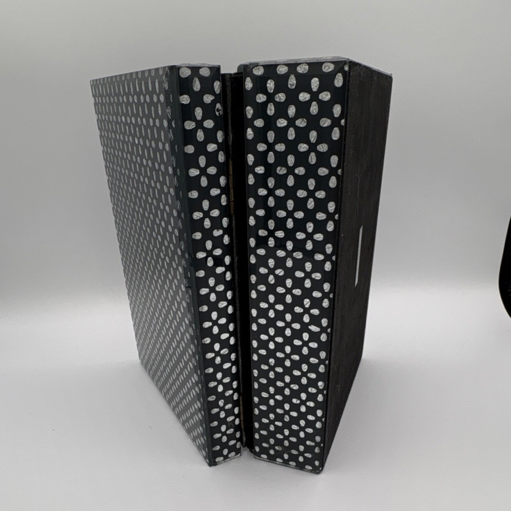 Black White Polka Dot Glass Lockable Decorative Box Medium Rectangular 9x6x3in