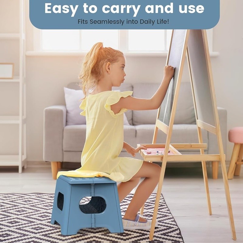 Durable Folding Step Stool W/ Ergonomic Handle Non-Slip Surface Safety Design US