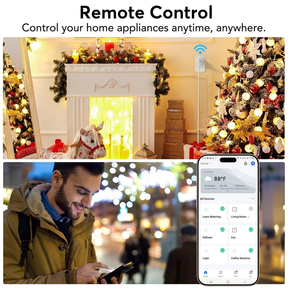 EIGHTREE Smart Plug 4-Pack WiFi Outlet Alexa Google Home Remote Timer