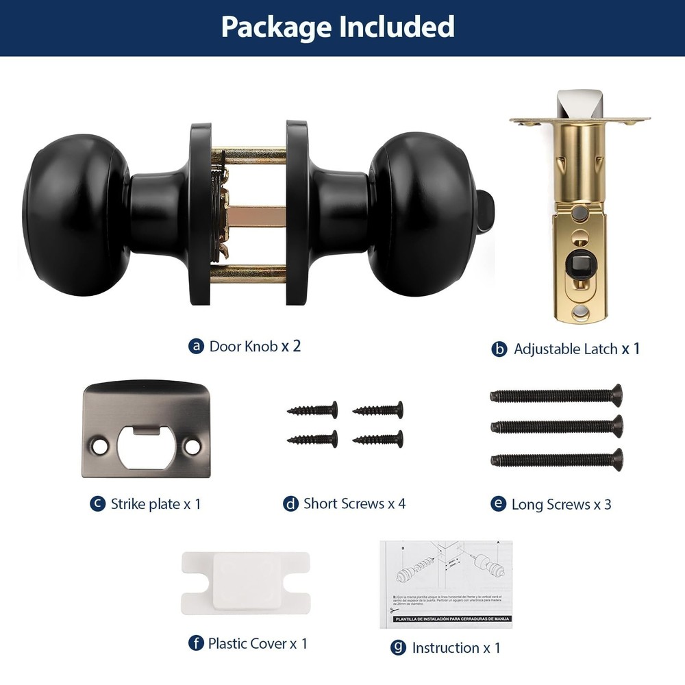 Orger 2 Pack Matte Black Privacy Door Knobs Interior, Classic Round Shape Bed...