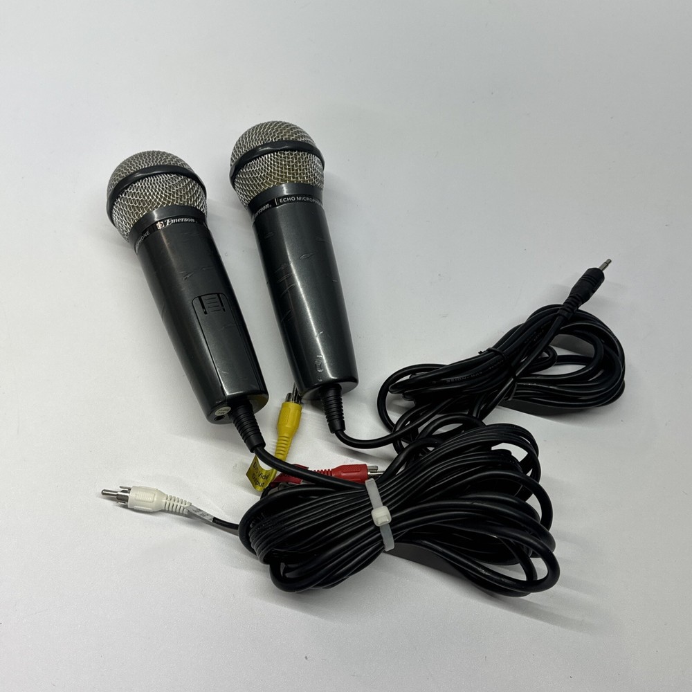 Emerson Echo Microphone MM205 Plug And Sing Karaoke Microphone Set W/ Main