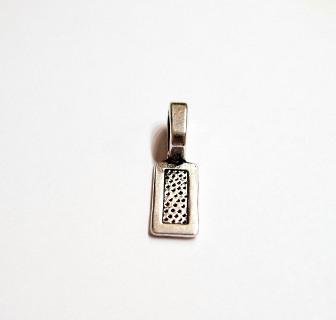 20 Large Antique Silver Rectangle Glue on Bails Pendant 4 Cabochon 26x7.7mm