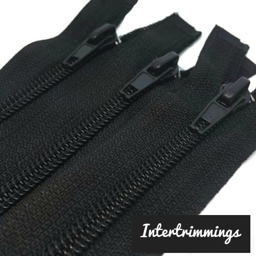 BLACK 30"/76CM NYLON ZIPPER PLASTIC TEETH, OPEN END, AUTO LOCK, X1