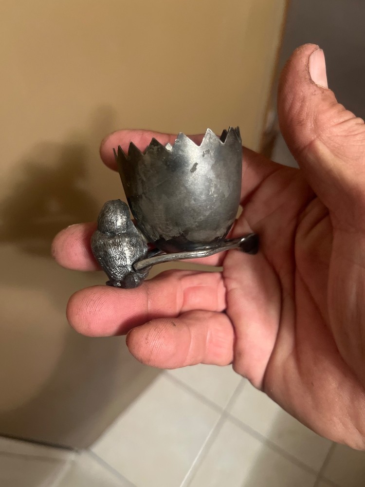 victorian, silver plated, toothpick holder, chick