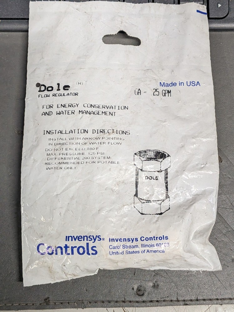 Dole Flow Regulator GA - .25 GPM