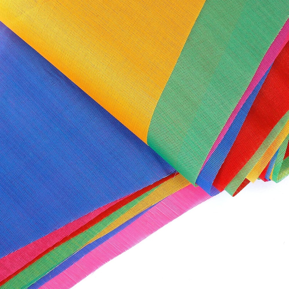 Multi Color Pennant Banners String Flags Triangle, Party Decor Nylon 375 ft Rope