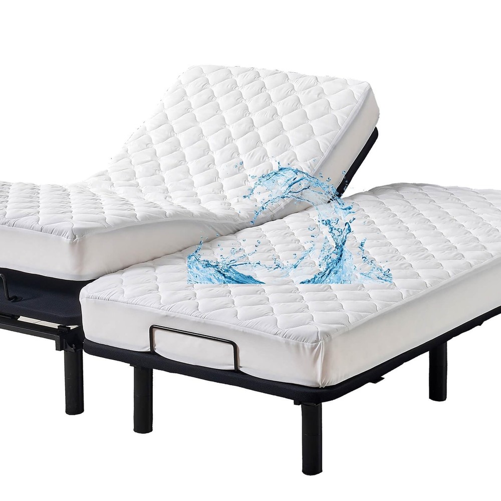 Waterproof Quilted Split California King Mattress Protector Pad for Adjustabl...