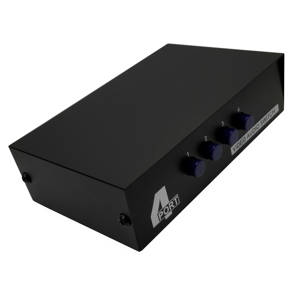4-Port RCA Composite Video Audio AV 4-Way Switch Selector Switcher Splitter Box