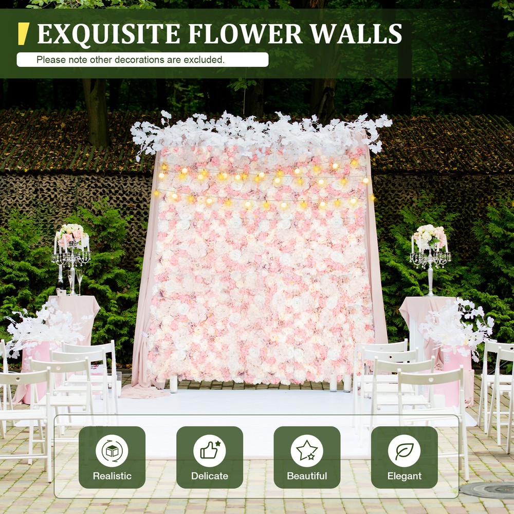 Flower Wall Panel Artificial Flower Wall Backdrop Flower Decoration 12 Pcs