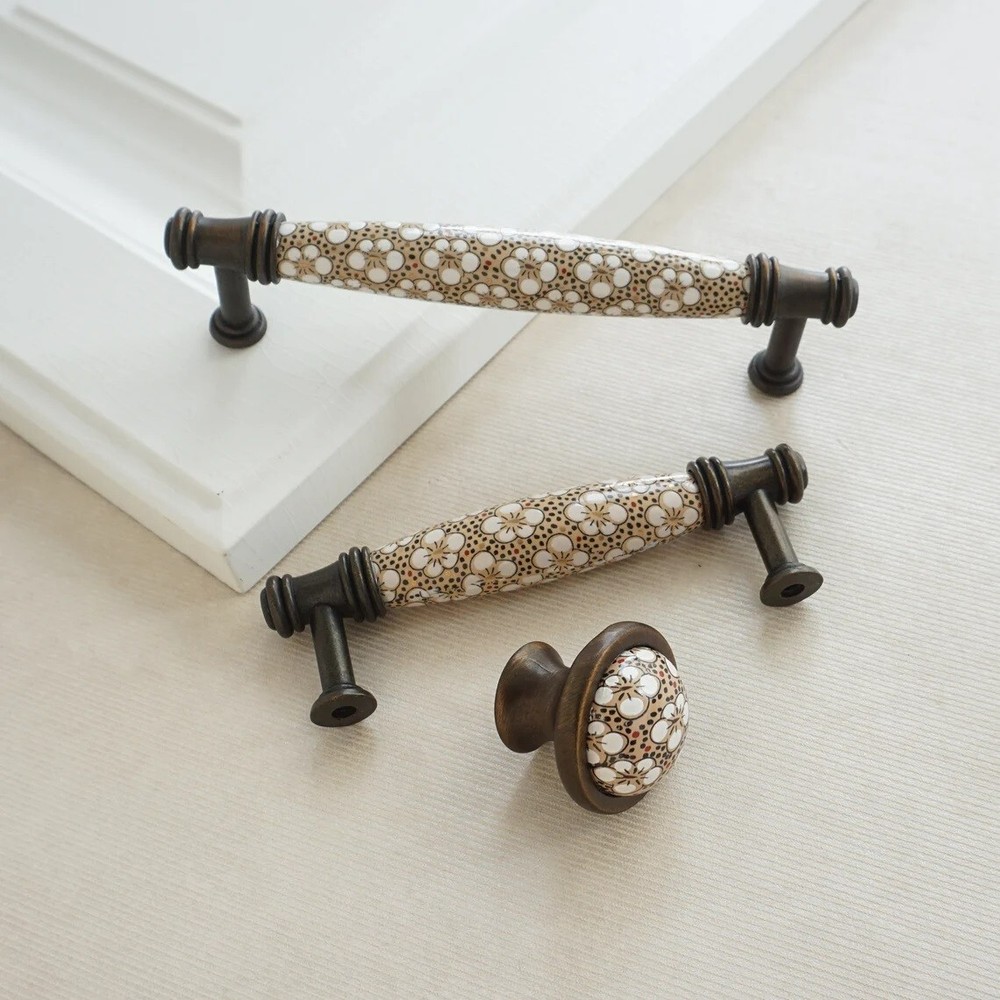 3.78'' 5.0" Ceramic Kitchen Handle Cabinet Pull Rural Chic Dresser Drawer Pull