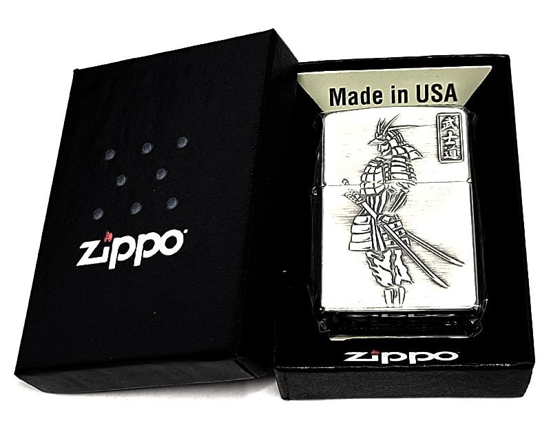 Zippo Japanesque Metal Emblem Bushido Silver One Sided Processing Lighter