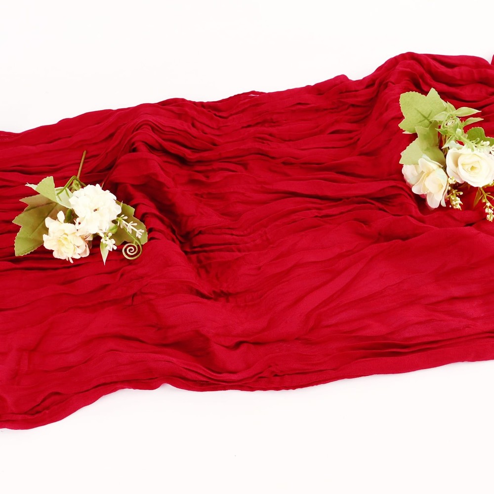 Bright Red Cheesecloth Table Runner 10FT Gauze Rustic Cheese Cloth Dining Tab...