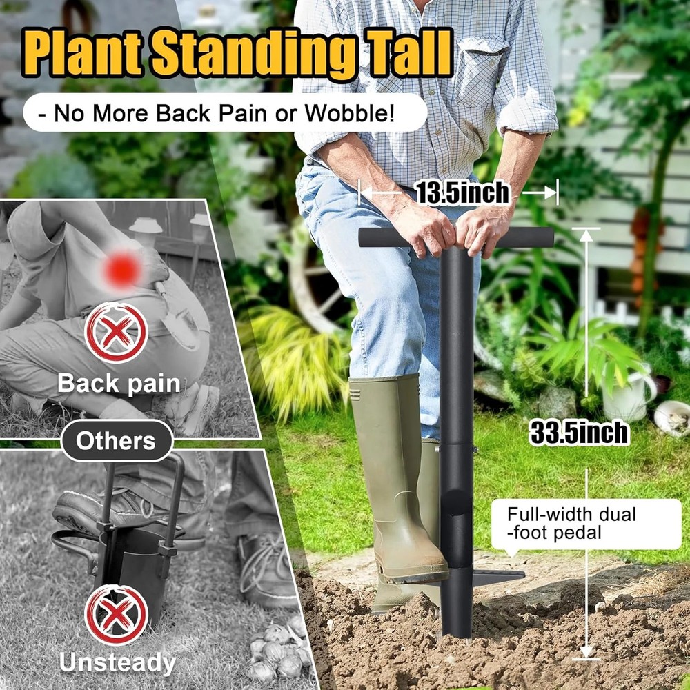 Bulb Planter Tool - 34" Long Handle Sod Plugger Lawn Plug Digger,Auto Plug Eject