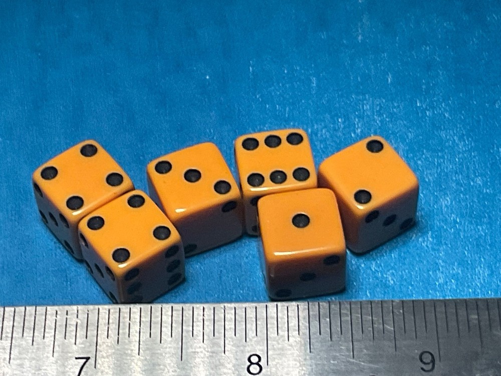 6——-SMALLER BAKELITE DICE  WITH MISMATCHED PIPS ———--D-1