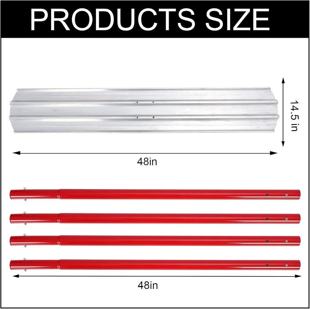 48"x8" Bull Float Aluminum Magnesium Concrete Float Trowel w/ 4 Handle & Bracket