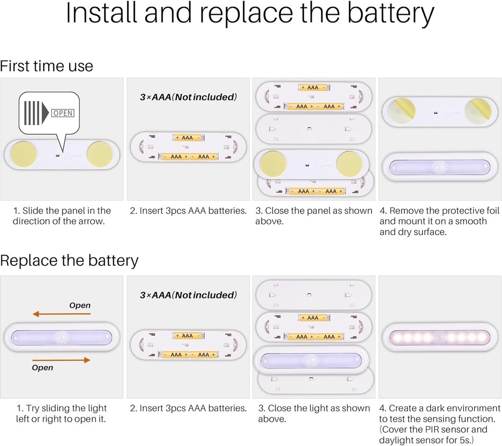 3 Pack Motion Lights – Indoor, Battery, Warm White