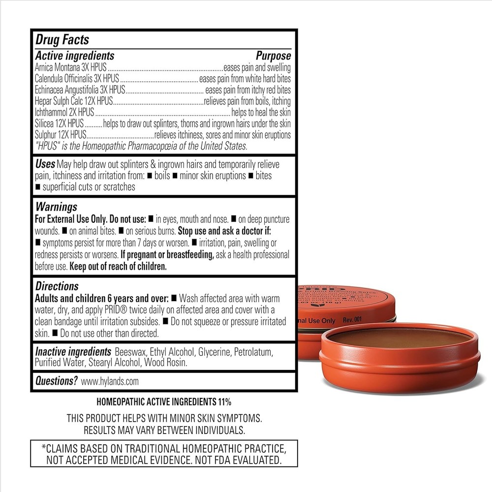 Gentle PRID Drawing Salve - Bug Bites, Splinters, & Minor Cuts Relief, 18 Grams