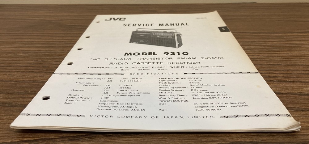 Original JVC Model 9310 Service Manual