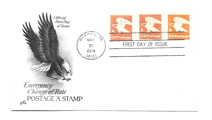 1735,36,43  'A' eagle pane, booklet single, coil, on one  ArtCraft FDC
