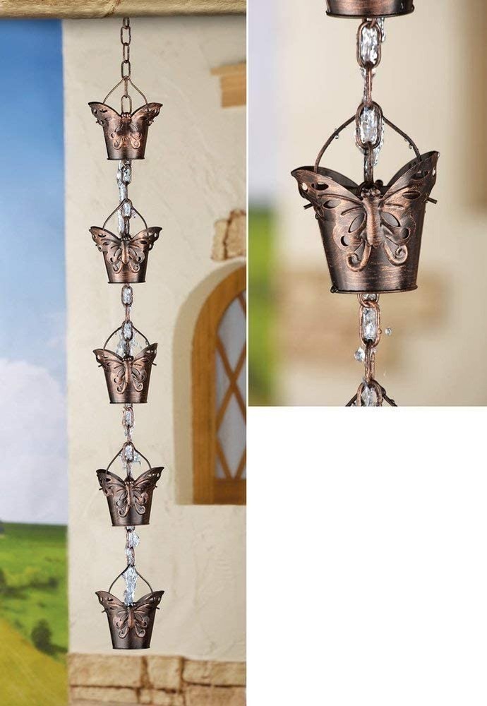 SkyMall Decorative Rustic Iron Butterfly Rain Chain