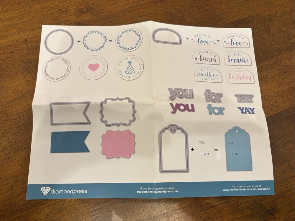 Diamond Press, Gift Bag Stamp and Die Set -Preowned ￼