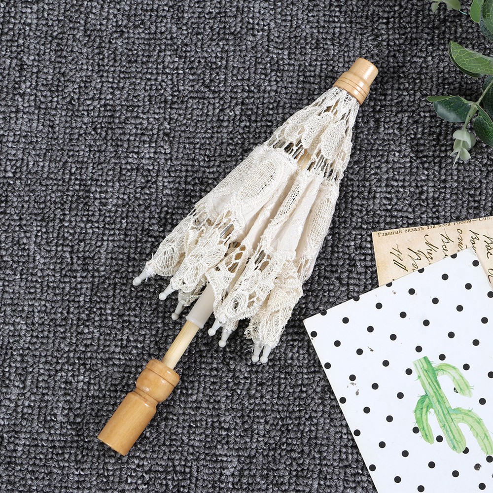 (Beige Small)Beautiful Craft Umbrella Small Size Stage Performance Lace US