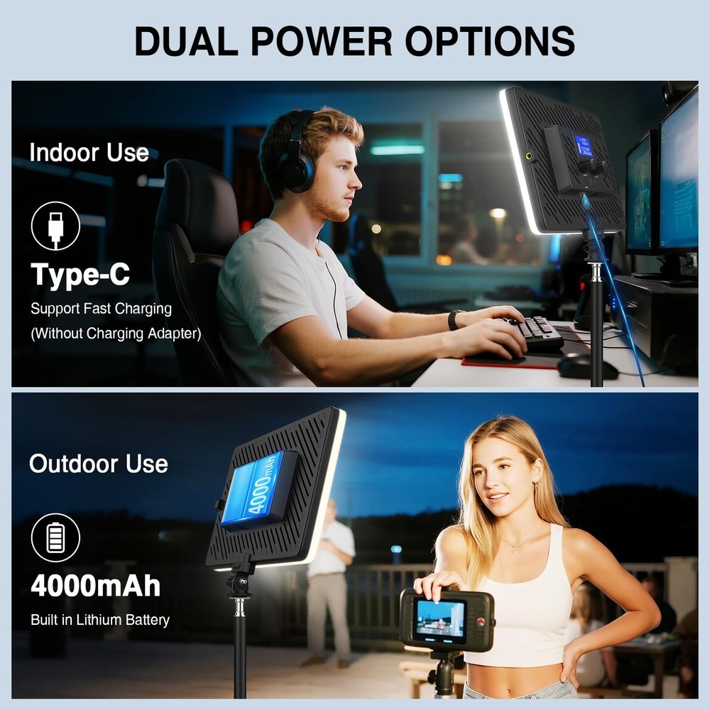 Unicucp LED Video Light Panel, 20W Photography Lighting Portable Soft Light B...