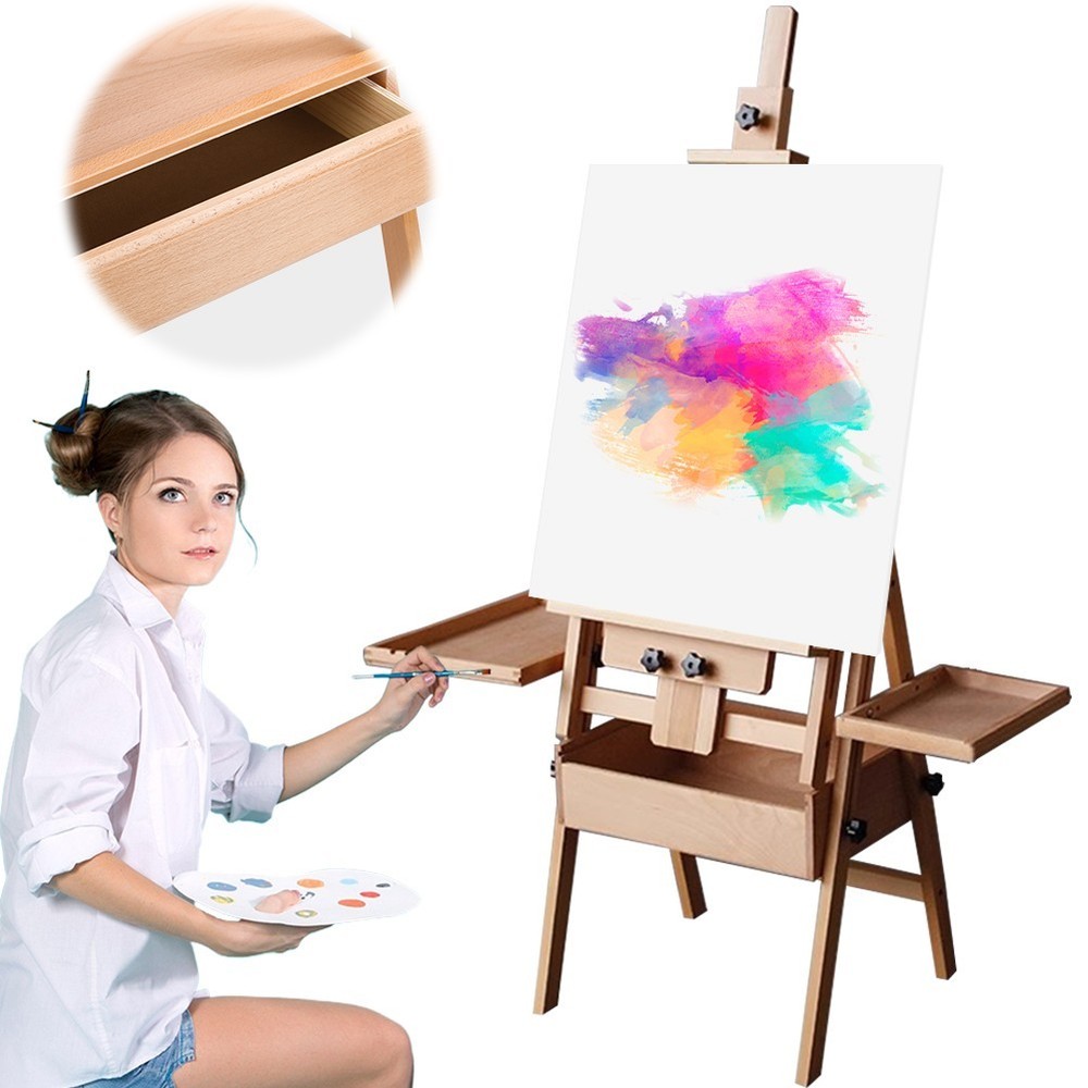 Professional Artist Easel Studio H-Frame Easel Adjustable Solid Beech Wood