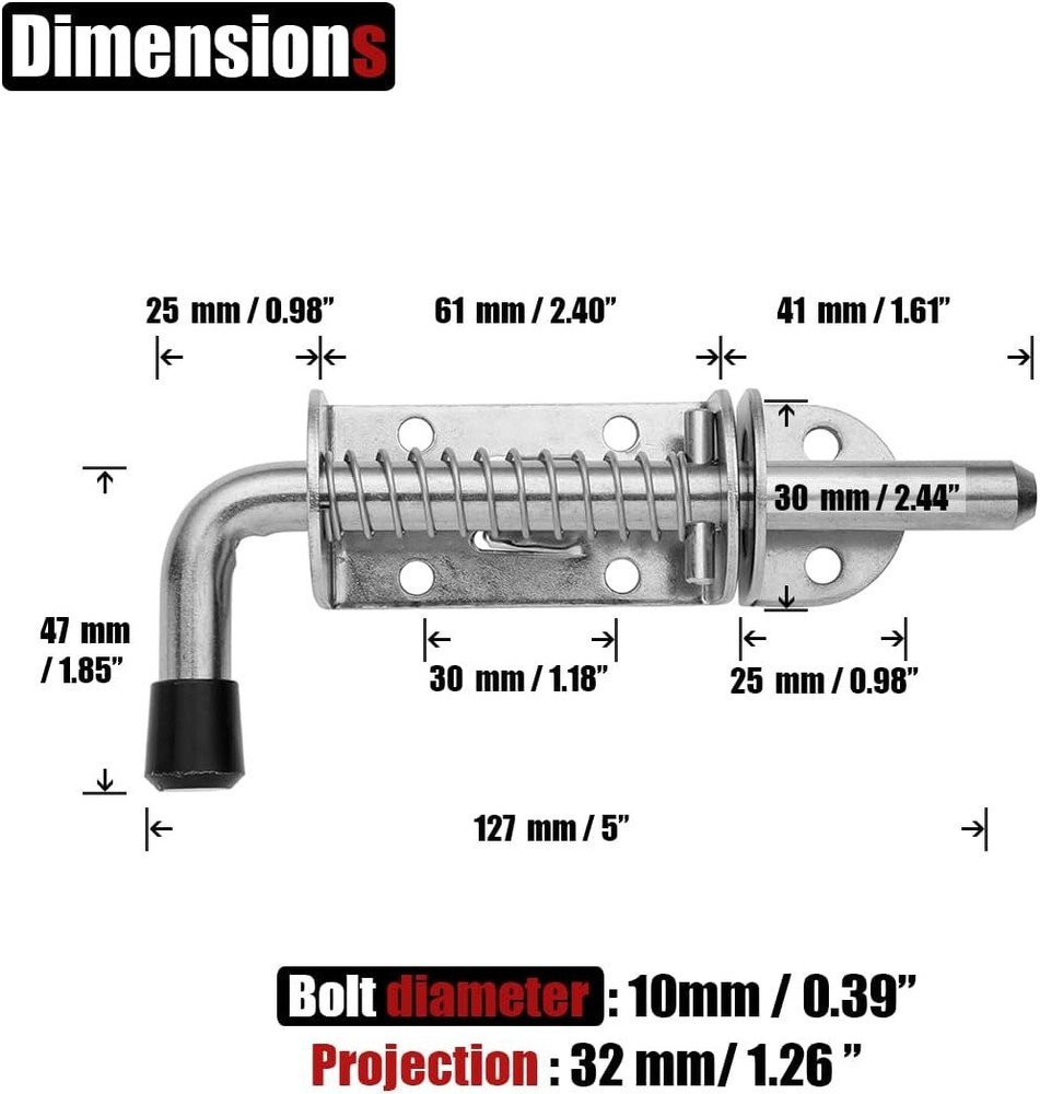 2 Pack Spring Pin Latch Lock For Utility Trailer Tail Gate Loaded Heavy Duty