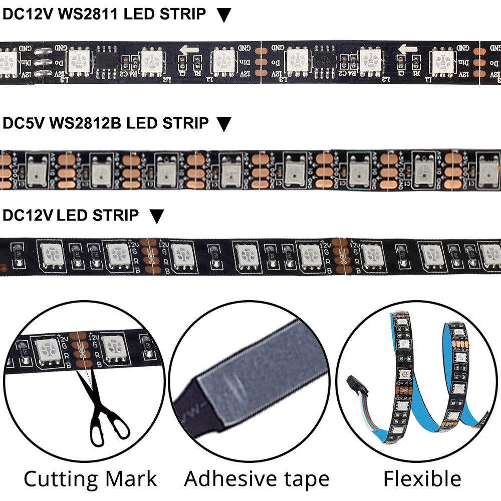 SATA RGB LED Strip Light for pc case Remote Control Computer Case Adhesive tape