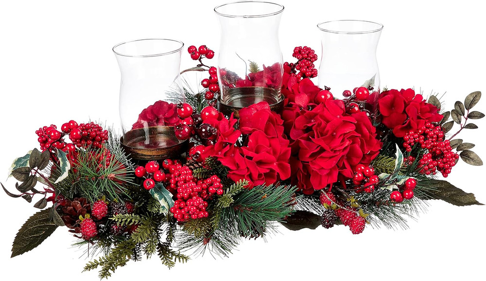 Artificial Hydrangea Holiday Candelabrum