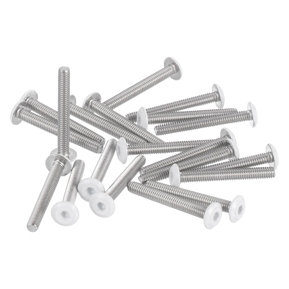 20 Pcs M2.5-0.45 x 20mm Button Head Hex Socket Head Screws, White