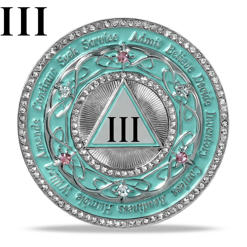 3 Year Sobriety Coin AA Chips Medallion Alcoholics Anonymous Three Years Sober