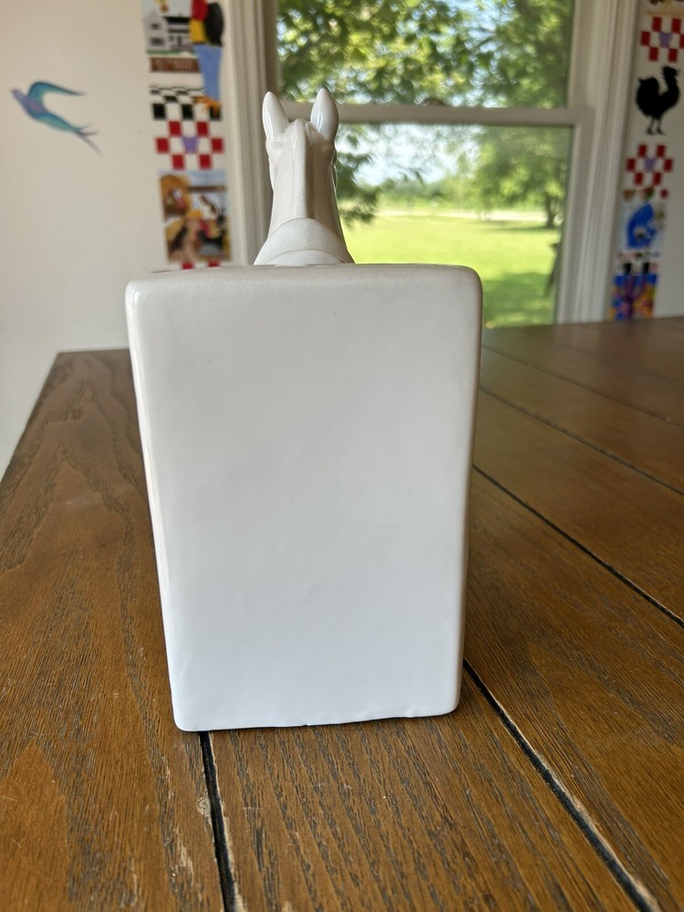 ONE White Horse Ceramic BOOKEND Library Modern Decor No Damage
