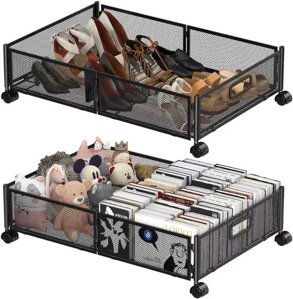 Under Bed Storage Containers,2 Pack Foldable Underbed Storage Containers with Ha