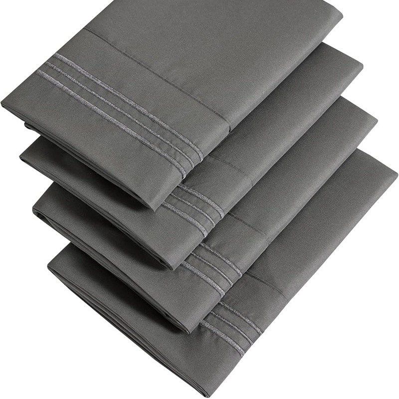 Soft Microfiber Pillow Cases 4 Pack Embroidered Machine Washable Fade Resistant